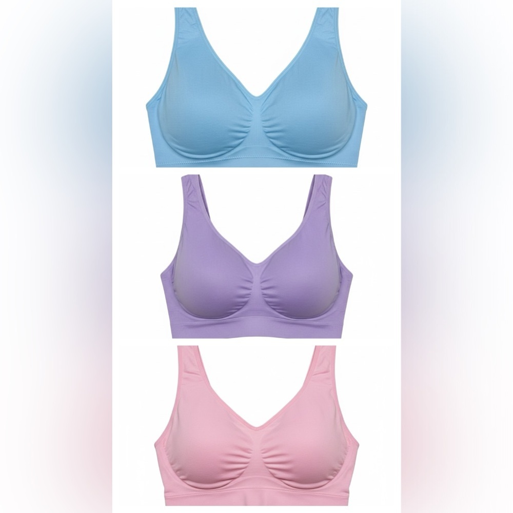 Elegant Essentials Women's Bra Set - Blue, Purple, and Pink